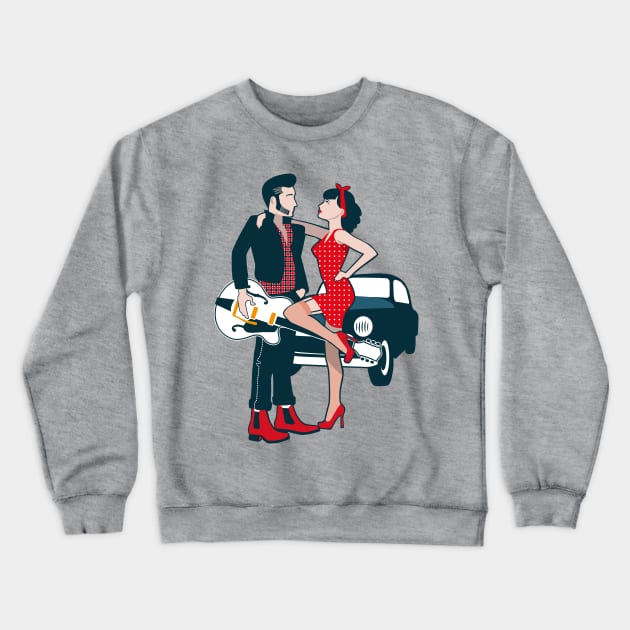 Rockabilly couple Crewneck Sweatshirt by krzykostrowski